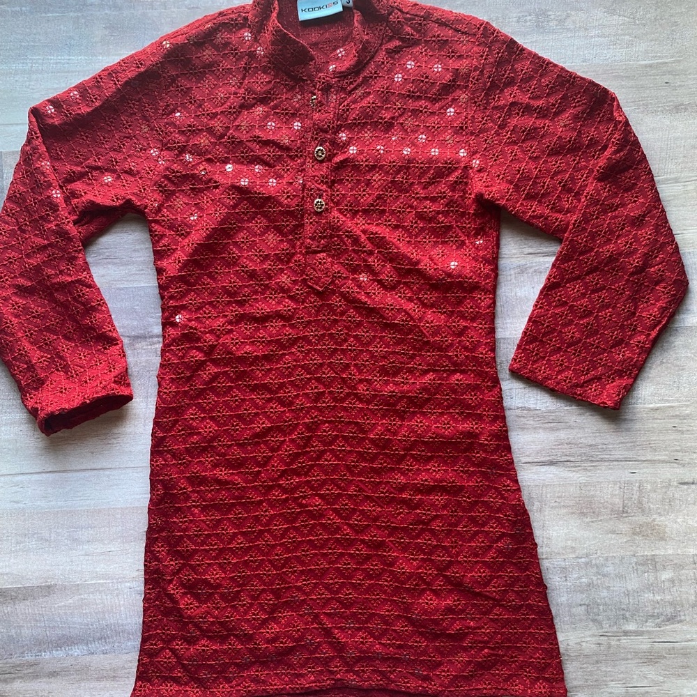 Rich Red - Child’s Size 5 - India Kurta